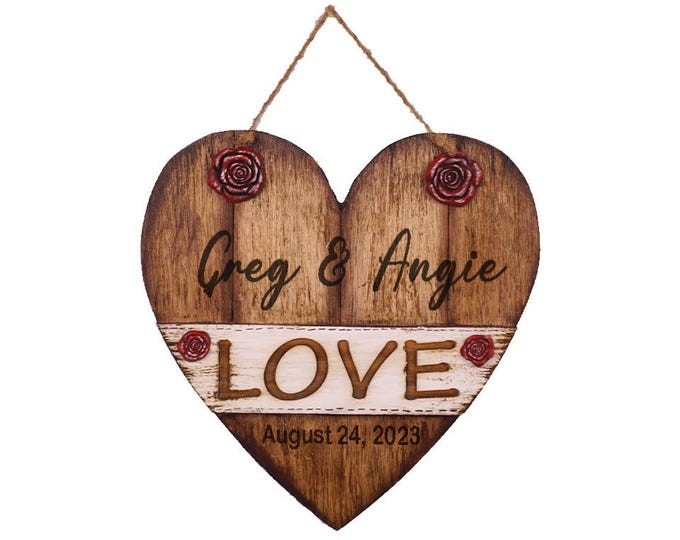 Personalized Heart Plaque, Wooden Heart, Valentine's Decor, gift for Valentines, Love Heart