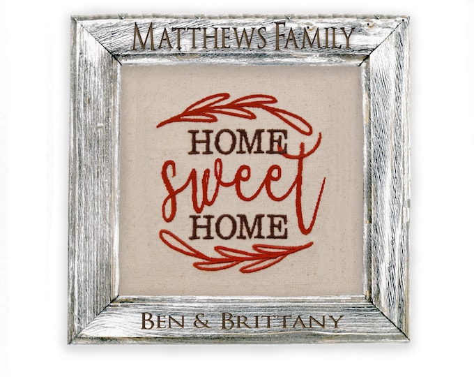 Personalized Home Sweet Home, Home Decor, Fall Embroidered Framed Art, Framed Embroidery, Rustic Decor,  Wedding Gift, Housewarming Gift,