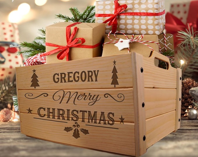 Personalized Christmas Crate: Laser Engraved Keepsake Box