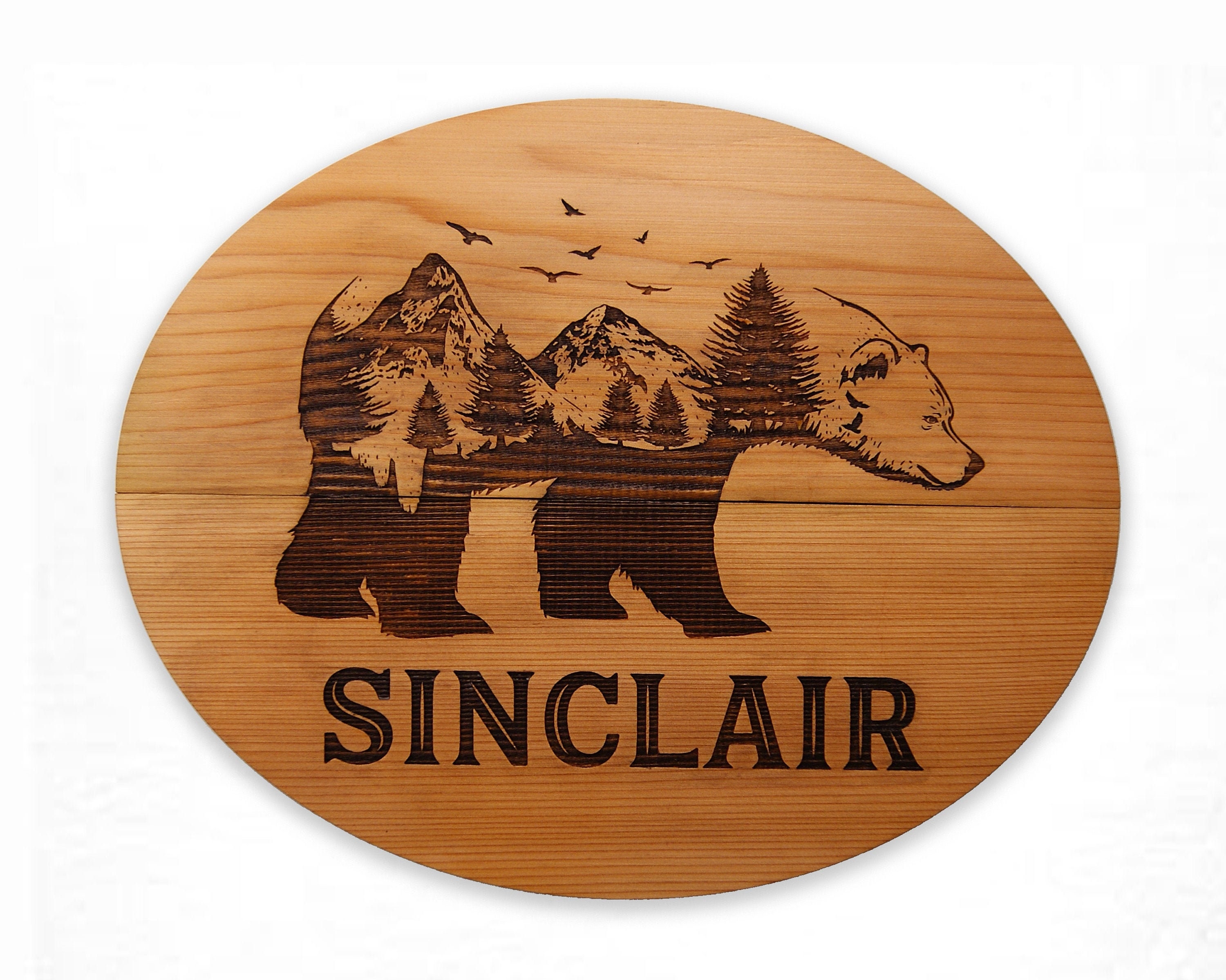 Northwoods Bear Personalized Sign Cedar Wood Wall Hanging Interior Or Exterior Wall Art Farmhouse Decor Family Name Cabin Decor Rustic