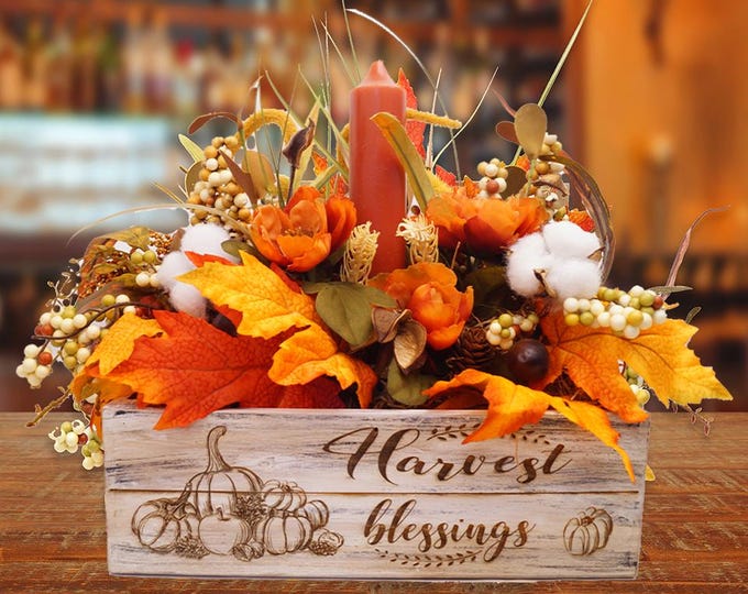 Harvest Blessings Floral Centerpiece: Farmhouse Fall Decor