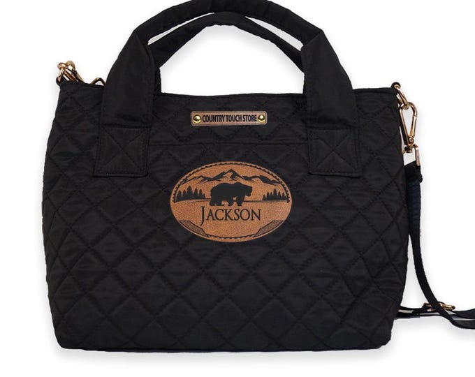 Personalized Bear Patch Purse, Purse with Zip Top and multi pockets, Crossbody Bag, Handbag, Shoulder Bag, Purse,