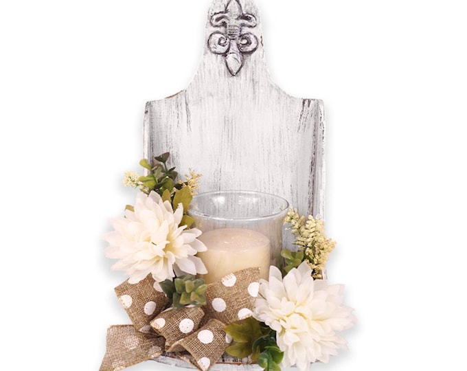 Floral Candle Holder, Summer Flowers, Candle Sconce, Farmhouse Candle Holder, Wall Hanging Sconce, Jar Candle holder, Farmhouse Decor,