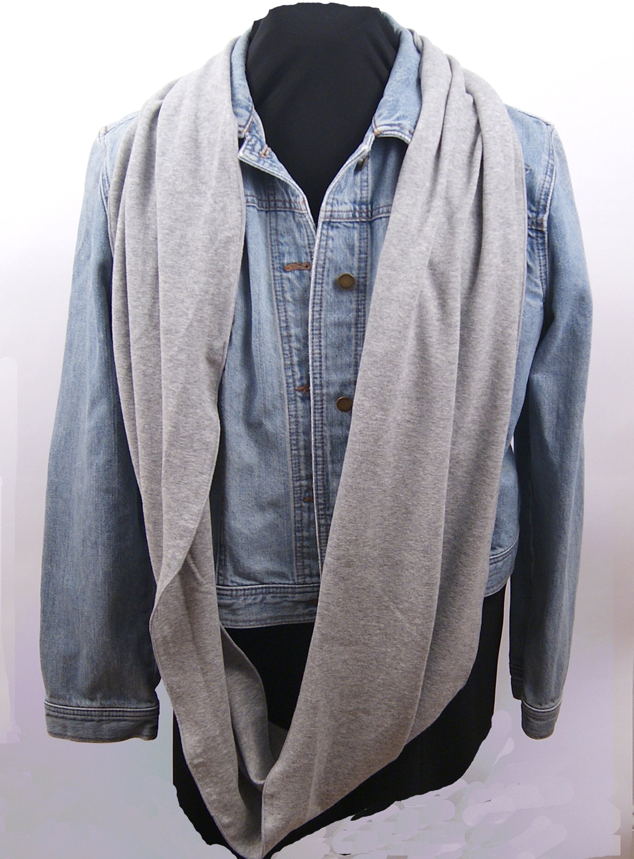 Monogrammed Infinity Scarf, Tee Shirt Scarf, Gray Jersey Infinity Scarf