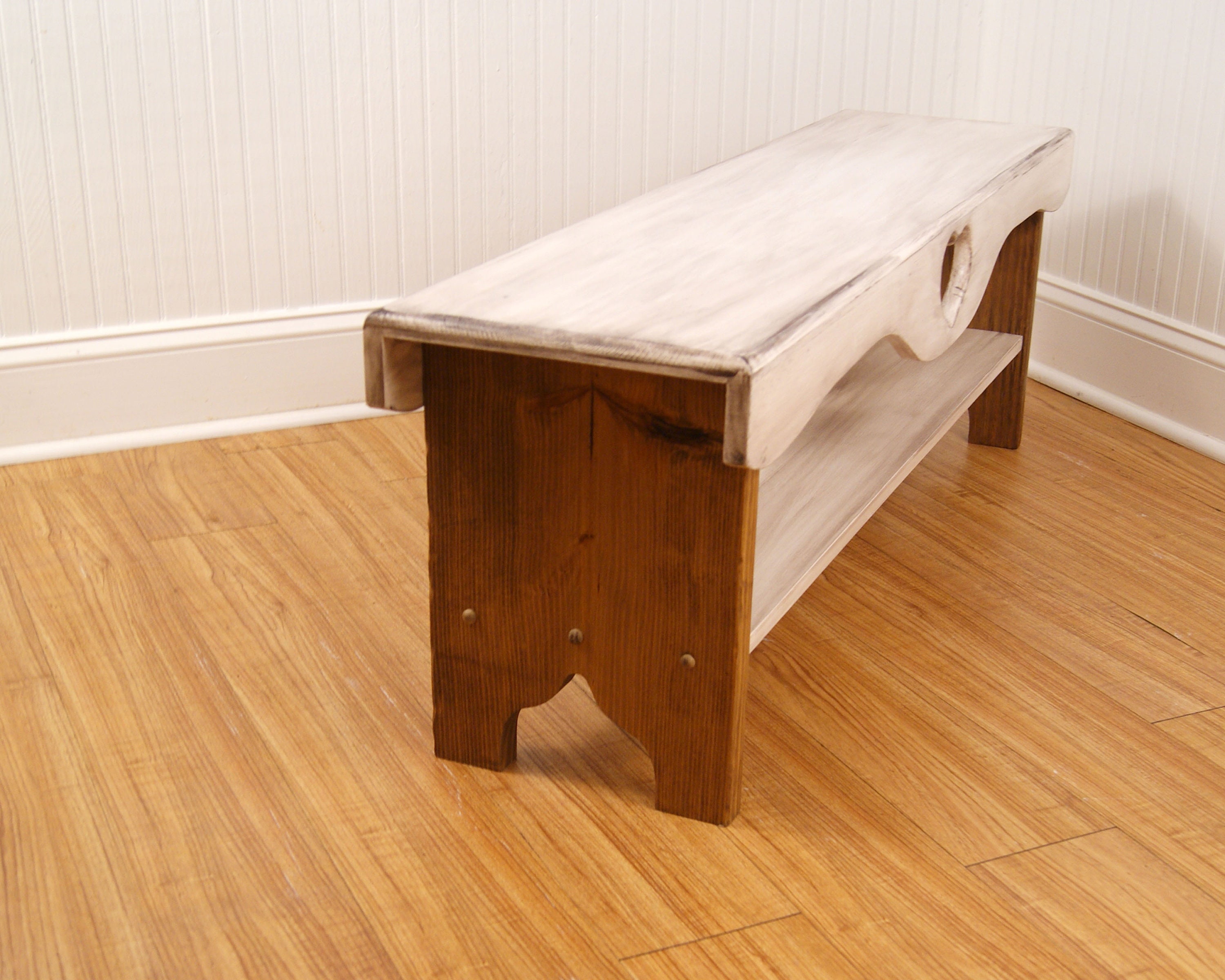 Farmhouse Bench, Bedroom Bench, Shaker Bench, Heart Bench, Bench with ...