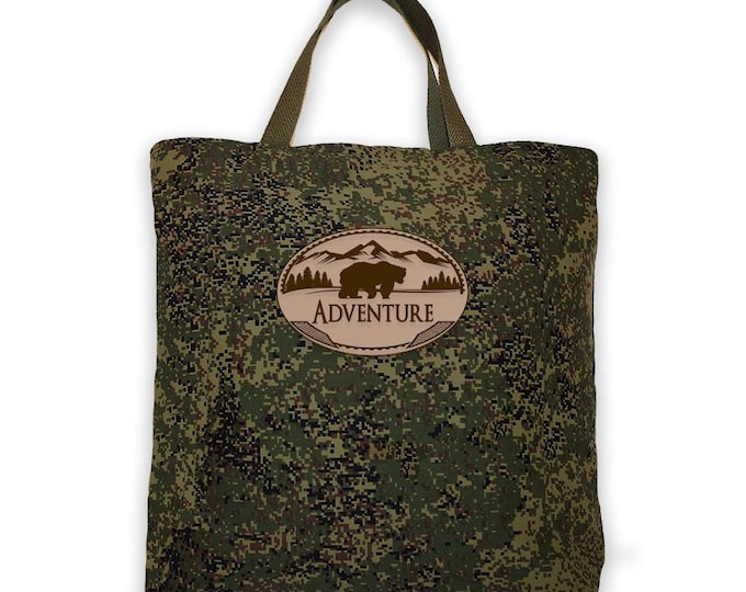 Bear Patch Camouflage Tote, Personalized Tote Bag, Camo Tote, Canvas Tote, Large Tote, Beach Bag, Purse, Camo Bag, Boat bag