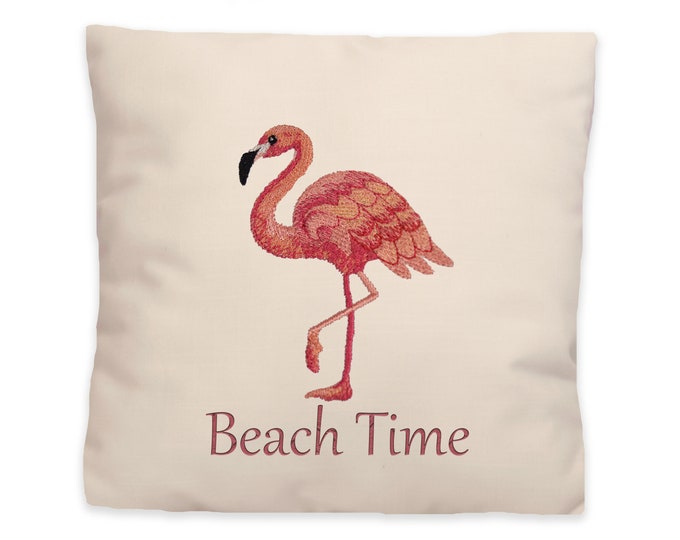 Flamingo Throw Pillow, Personalized Throw Pillow, Embroidered Pillow, Cushions, Gift for Her, Housewarming Gift, Wedding Gift