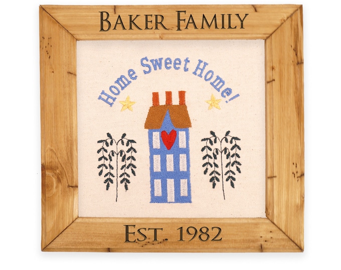 Personalized Home Sweet Home, First Home Gift, Embroidered Art Framed, Customized Wedding Gift, Couples gift, Housewarming Gift, Farmhouse