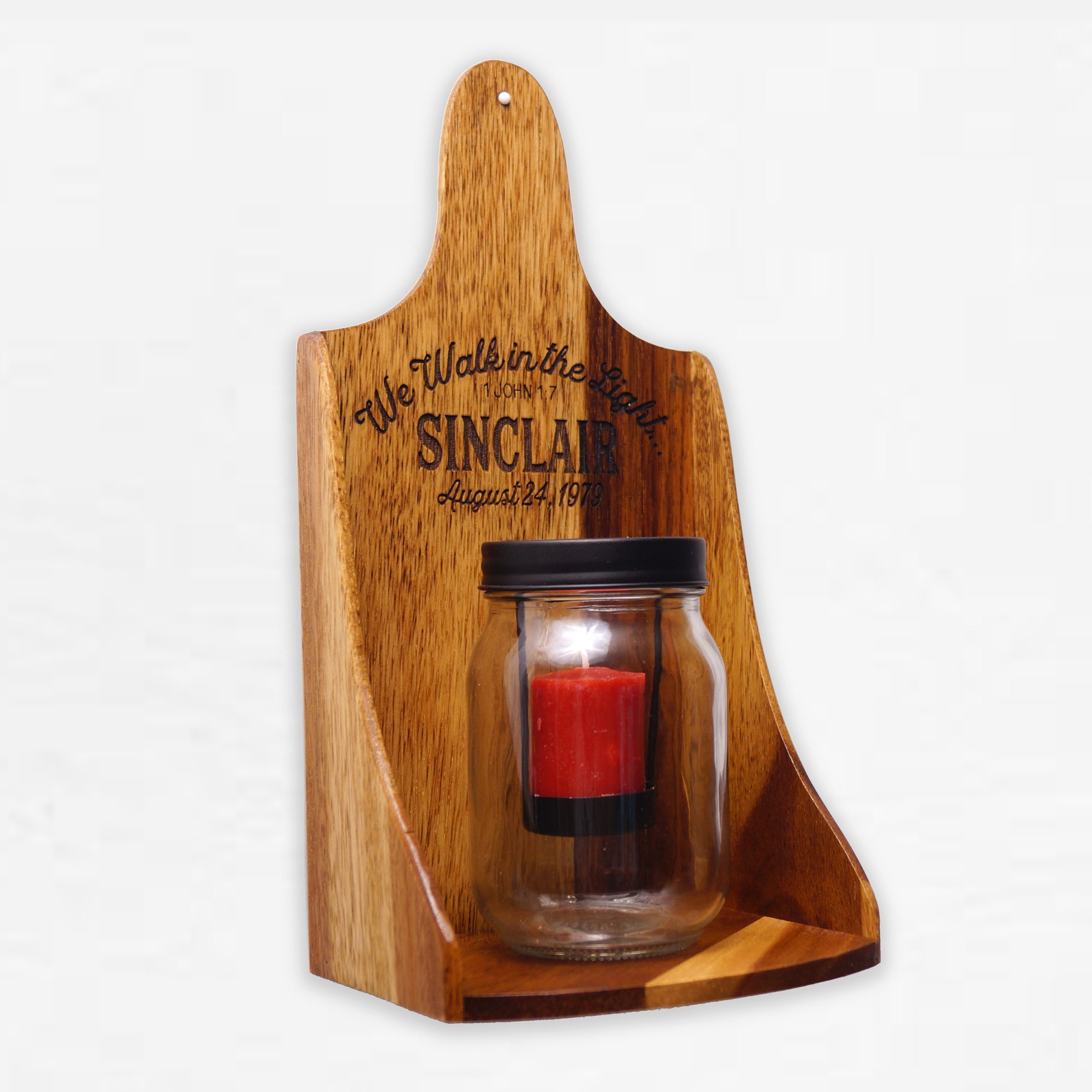 Personalized Candle Holder, We walk in the light, Wall Hanging Candle