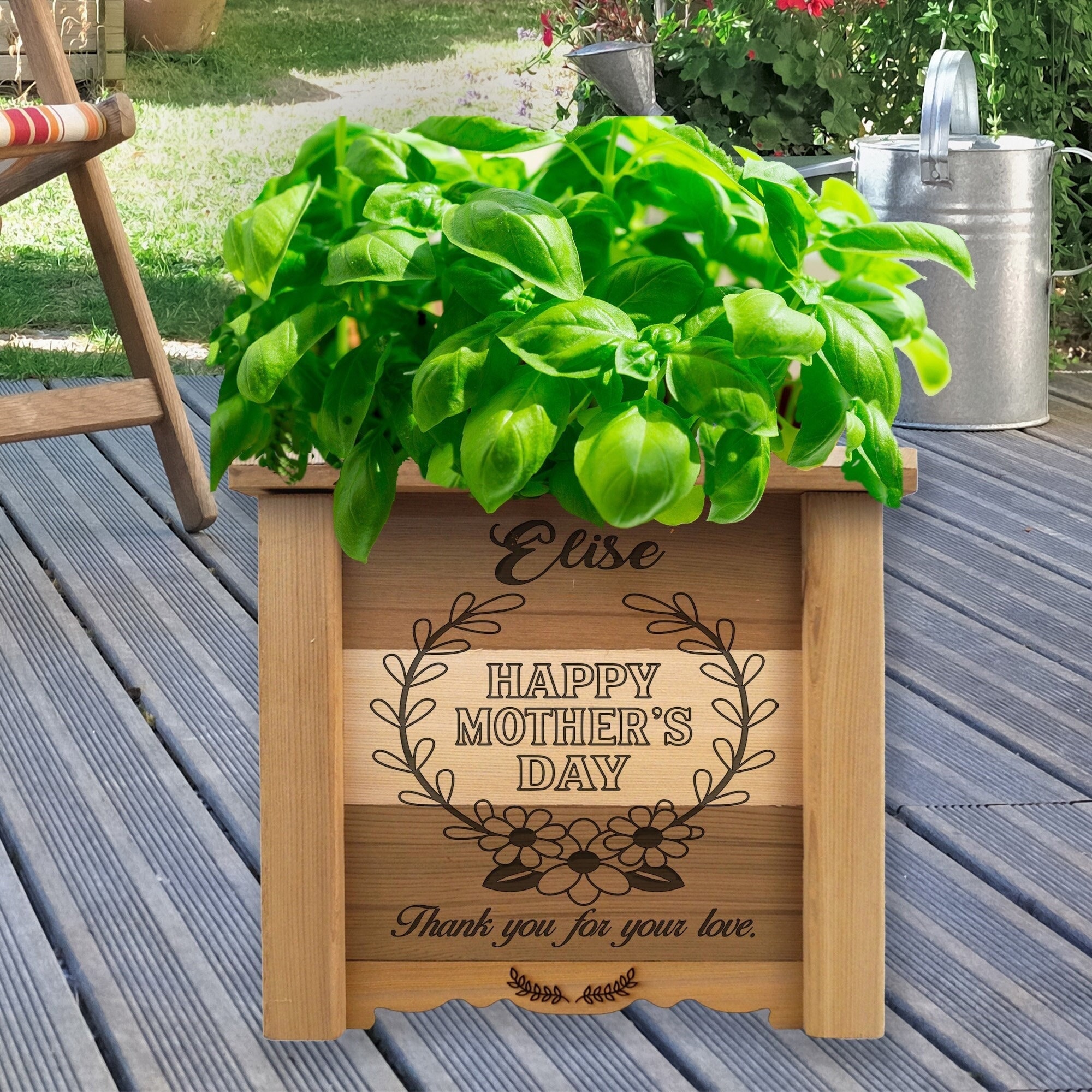 Personalized Cedar Planter, Happy Mother's Day Planter, Herb Garden