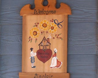 Personalized Tole Painted Wall Hanging, Tavern Sign, Decorative Art, Welcome Sign, Home Decor, Wedding Gift,