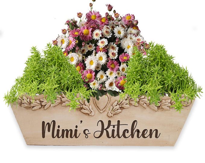 Personalized Farmhouse Herb Tray: Engraved Table Centerpiece