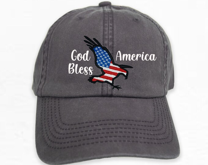 God Bless America Eagle Hat, Personalized Hat, USA Hat,  American Flag hat, Soft Structure Hat, Personalized Cap, Dad Hat, America Accessory
