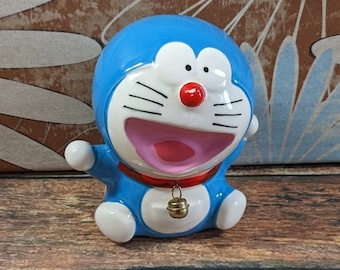 Vintage Doraemon Anime Piggy Bank, Collectible Anime, Robot Cat, 4 inch coin bank