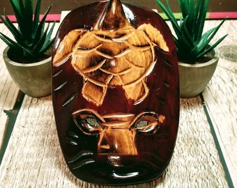 Vintage Hand Carved 6 inch Wooden Sea Turtle Tribal Mask