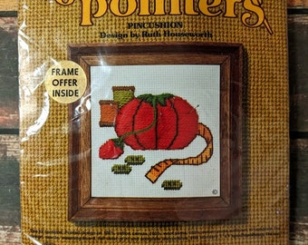 Vintage Needle Point kit by Sunset Designs, 1990, Tomato Pincushion, unopened new old stock kit, Design by Ruth Houseworth