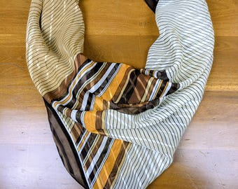 Vintage Rose Fashion Scarf, Brown & Gold Shimmer; 28" Square