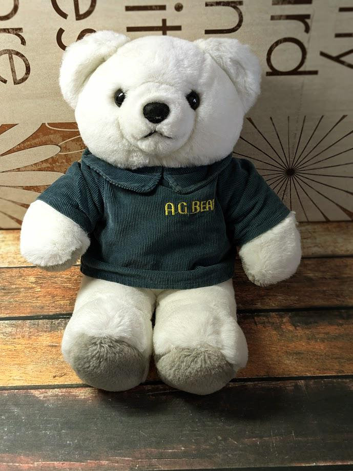 値下げbearlythere, inc made in U.S.A ANNIE Vintage AG Plush Bear by Axlon, Inc. 1985/ White & Gray