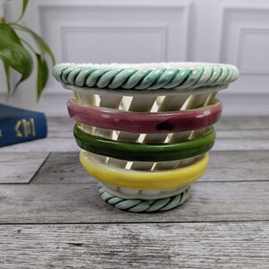 Vintage Italian Open Weave Small Pottery, appx 3" tall
