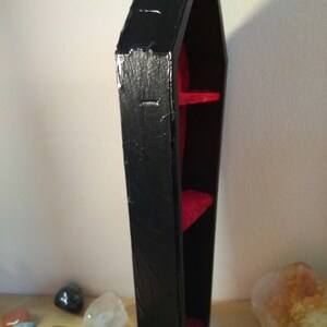 Handmade Miniature Red Velvet Lined Coffin Display Shelf Alternative Goth Death Decor Samhain image 4