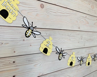 Bee First Birthday, Bee Monthly Photo Banner, Bee Party, Cake Smash Prop, First Bee-Day,