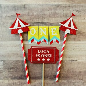 Circus Theme Cake Topper, Carnival Party, ONE, Cake Topper, Circus Tent