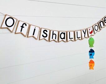 Ofishally One, Fishing Birthday Banner, Fishing Bobbers Birthday Banner, Fishing Party, 1st Birthday Banner