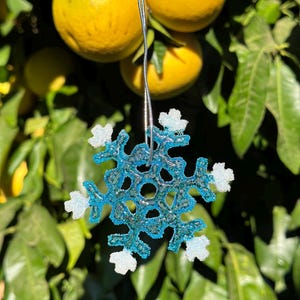 Small 2.5" Fused Glass Turquoise or Blue Snowflake Fused Glass Ornament