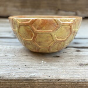 Hand Painted Ceramic Honeycomb Bowls Small Mustard