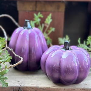 Squat or Oval Ceramic Fall Decor | Halloween Pumpkin | Cute Pumpkin Set | Purple Ombre Pumpkins | Cute Pink-o-ween Decor