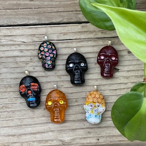 Medium Fused Glass Skull Pendant