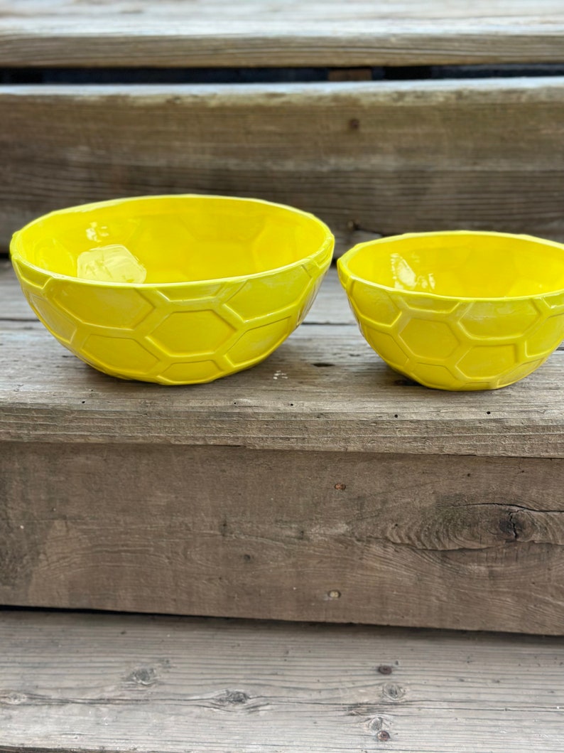 Hand Painted Ceramic Honeycomb Bowls image 4