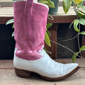 13” Cowboy Boot Vase | Ceramic Planter | Airbrushed or Hand Painted | Southwestern Home Decor | Coastal Cowgirl Decor