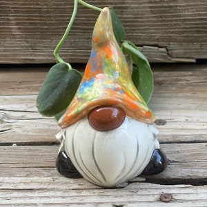 Hand Painted Ceramic Marbled Garden Gnome