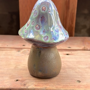 Hand Painted Flared Approximately 6" Large Ceramic Stoneware Garden Mushroom