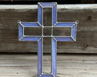 Stained Glass Cross with Beveled Glass Suncatcher