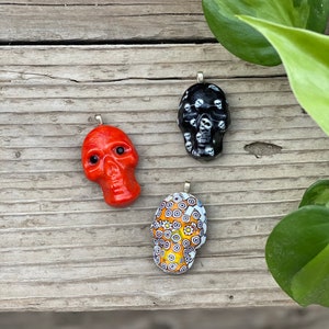 Large Fused Glass Skull Pendant