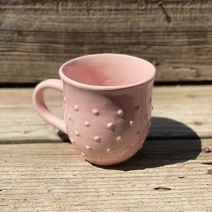 Pastel Hand Painted 12 oz. Textured Mug Pink