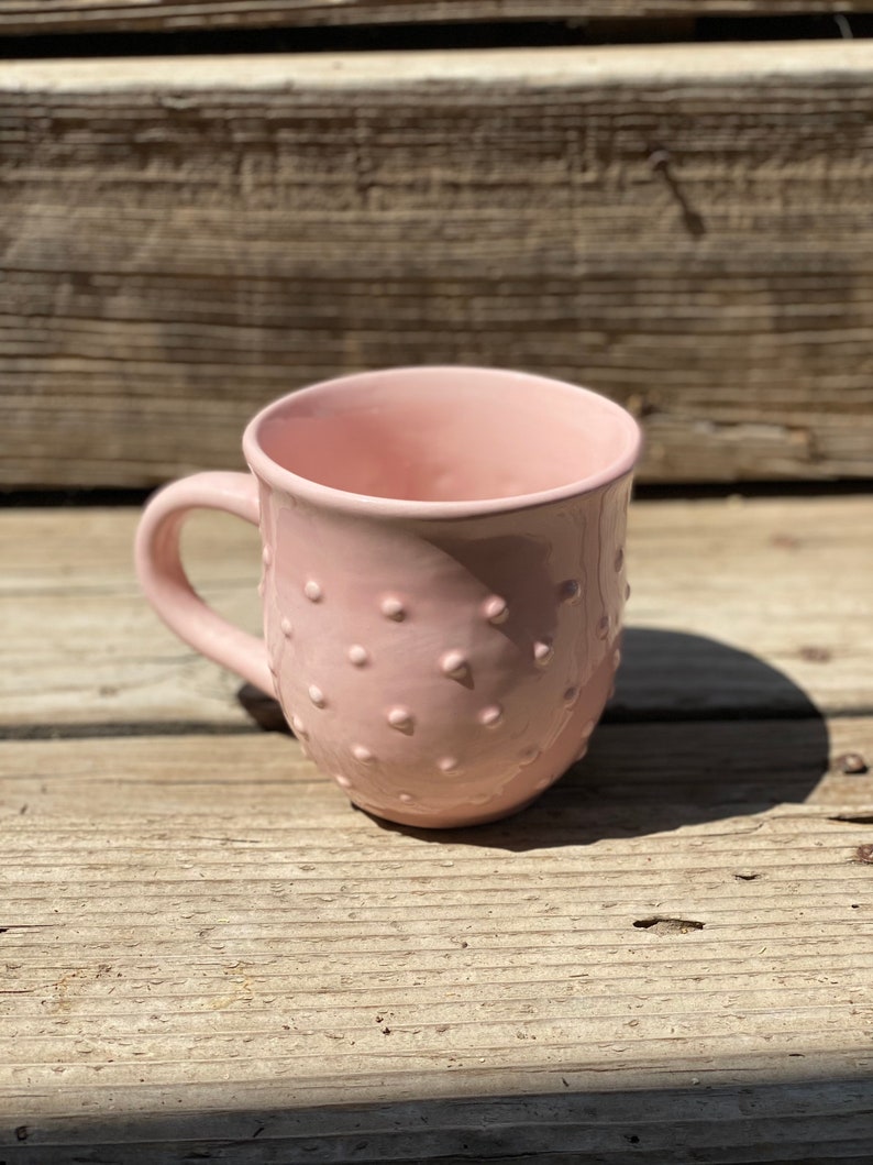 Pastel Hand Painted 12 oz. Textured Mug Pink