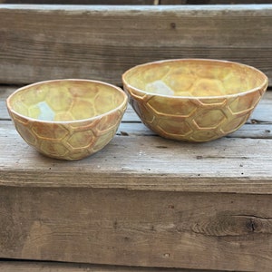 Hand Painted Ceramic Honeycomb Bowls image 1
