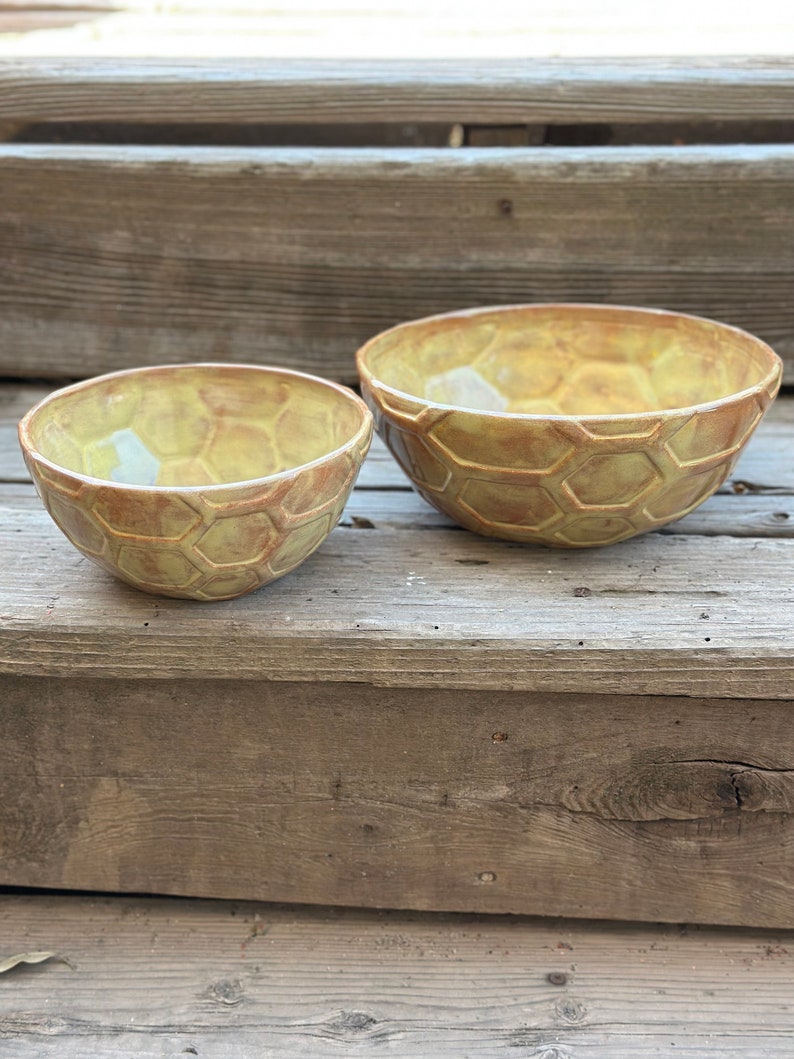 Hand Painted Ceramic Honeycomb Bowls image 1