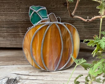 Vidriera Grande Naranja Calabaza Suncatcher