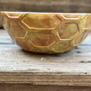 Hand Painted Ceramic Honeycomb Bowls Medium Mustard