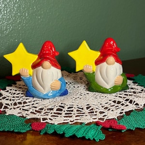 Hand Painted Ceramic Christmas Gnomes with a Star