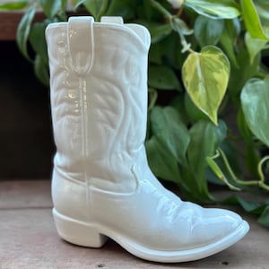 Hand Painted Ceramic Cowboy Boot Vase: Southwestern Decor (8.5")