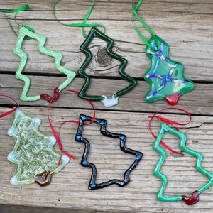 Fused Glass Green Christmas Tree Ornament