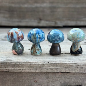 Hand Painted Button Approximately 3" Mini Ceramic Stoneware Garden Mushroom