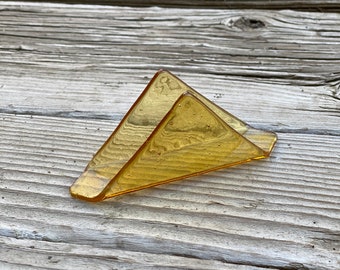 Yellow | Green Slumped Glass Business Card Holder