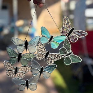 Stained Glass Butterfly Cluster Suncatcher