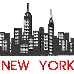 Skylines: New York Skyline- Kitchen Towel - original Embroidery Art - House Warming